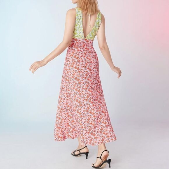 V-Neck Sleeveless Floral Print Maxi Dress, Medium - Picture 4 of 11